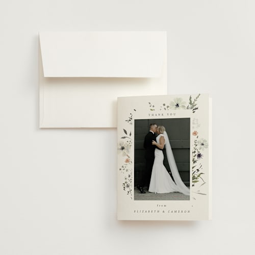 This is a lace wedding thank you cards with standard by Hannah Williams called wildflower garden printing on strathmore in standard