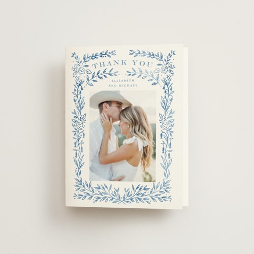 This is a cobalt wedding thank you cards with standard by Petra Kern called royal printing on strathmore in standard