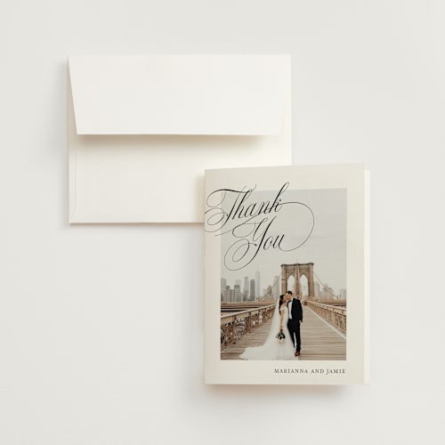 This is a classique wedding thank you cards with standard by Design Lotus called best is yet to come printing on strathmore in standard