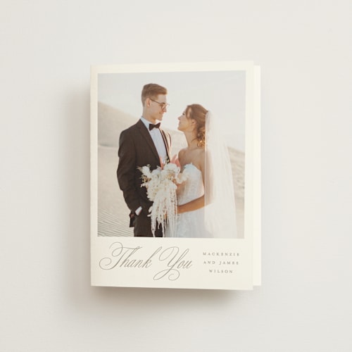 This is a chantilly wedding thank you cards with standard by Wildfield Paper Co called romantic wreath printing on strathmore in standard