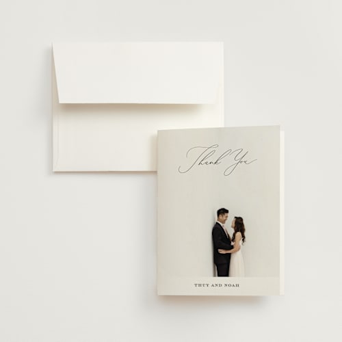 This is a ink wedding thank you cards with standard by Design Lotus called la noce printing on strathmore in standard
