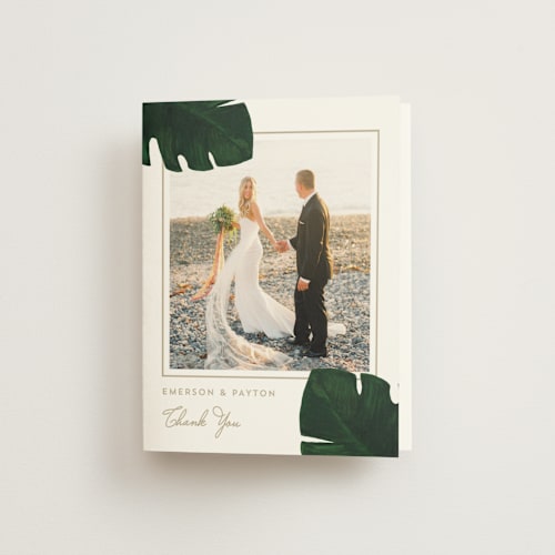 This is a classic palm wedding thank you cards with standard by Kaydi Bishop called palm printing on strathmore in standard