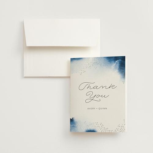 This is a agate wedding thank you cards with standard by Maria Hilas-Louie called watercolor dots printing on strathmore in standard