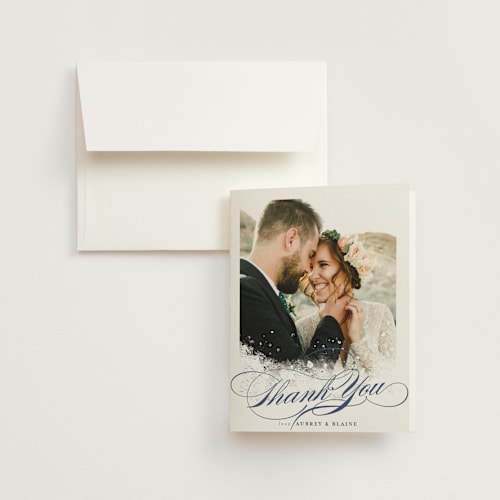 This is a ocean wedding thank you cards with standard by Rebecca Daublin called beachy printing on strathmore in standard