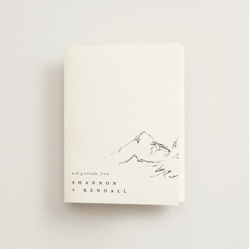 This is a snow wedding thank you cards with standard by Mere Paper called sketched mountains printing on strathmore in standard