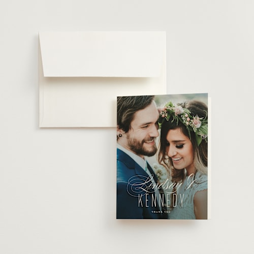 This is a sea wedding thank you cards with standard by Roxy Cervantes called ombre printing on strathmore in standard