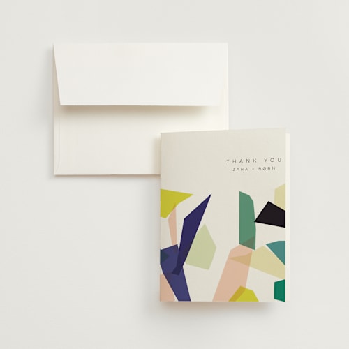 This is a jewel wedding thank you cards with standard by Lori Wemple called gemstones printing on strathmore in standard