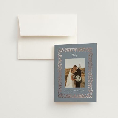 This is a horizon wedding thank you cards with foil pressed by Leia Matt called riviera printing on strathmore in standard