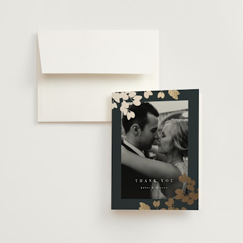This is a deep sea wedding thank you cards with foil pressed by Kristie Kern called loire printing on strathmore in standard