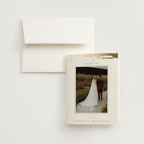 This is a blush wedding thank you cards with foil pressed by Hannah Williams called modern serene printing on strathmore in standard