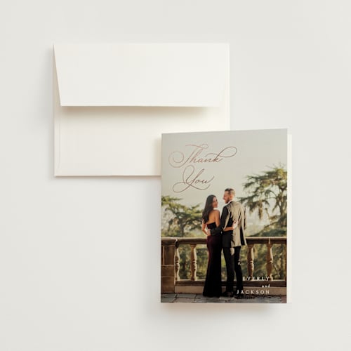 This is a snow wedding thank you cards with foil pressed by Kaydi Bishop called eternal printing on strathmore in standard