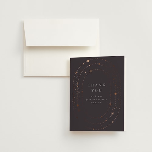 This is a twilight wedding thank you cards with foil pressed by Baumbirdy called north printing on strathmore in standard