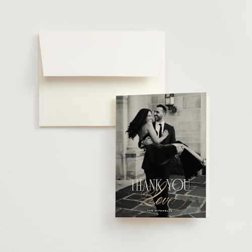 This is a opal wedding thank you cards with foil pressed by Leah Bisch called unite printing on strathmore in standard