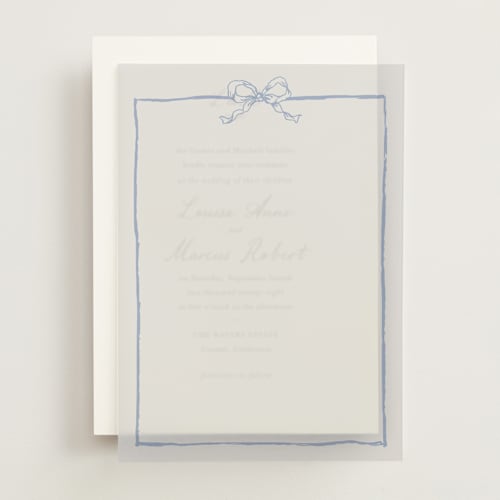 This is a canopy vellum overlays with standard by Cass Loh called ribbon bow drawing printing on translucent vellum in overlay