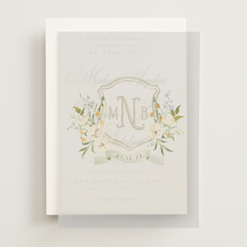 This is a chiffon vellum overlays with standard by Everett Paper Goods called avalon printing on translucent vellum in overlay