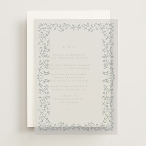 This is a something blue vellum overlays with standard by Gwen Bedat called floral romance printing on translucent vellum in overlay