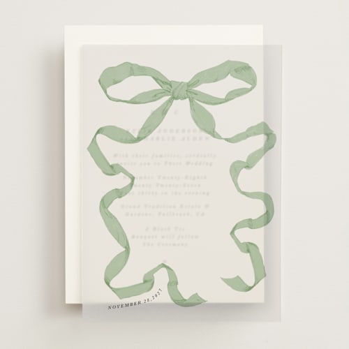 This is a pistachio vellum overlays with standard by Olivia Kanaley Inman called antique ribbon printing on translucent vellum in overlay