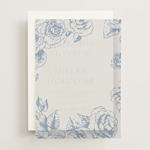 This is a cerulean vellum overlays with standard by Leah Bisch called garden printing on translucent vellum in overlay