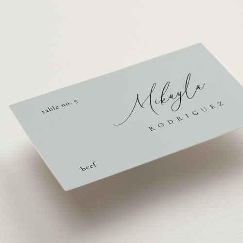 This is a sky wedding place cards with standard by Kelly Schmidt called corner printing on signature in placecard