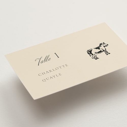 This is a chardonnay wedding place cards with standard by Draft and Wed called whimsical watercolour printing on signature in placecard