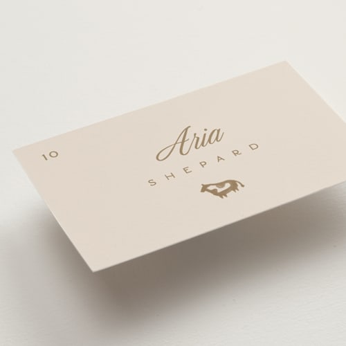This is a sand wedding place cards with standard by Pixel and Hank called watercolor printing on signature in placecard