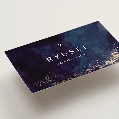 This is a deep sea wedding place cards with foil pressed by chocomocacino called oponki printing on signature in placecard
