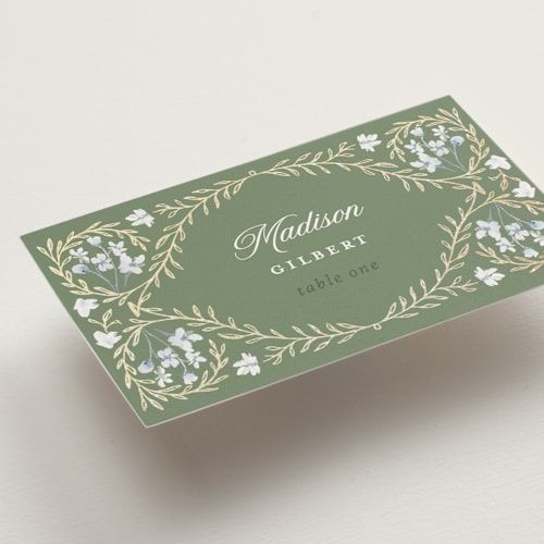 This is a morris wedding place cards with foil pressed by Claudia Orengo called victorian printing on signature in placecard
