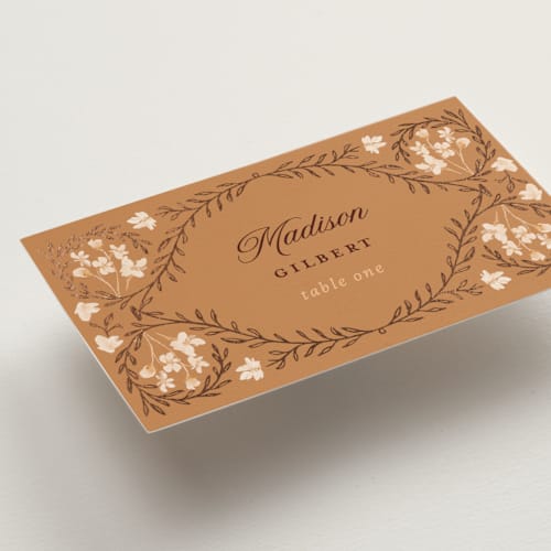 This is a rennie wedding place cards with foil pressed by Claudia Orengo called victorian printing on signature in placecard