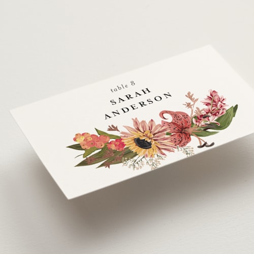 This is a summer wedding place cards with foil pressed by Susan Moyal called harmony printing on signature in placecard