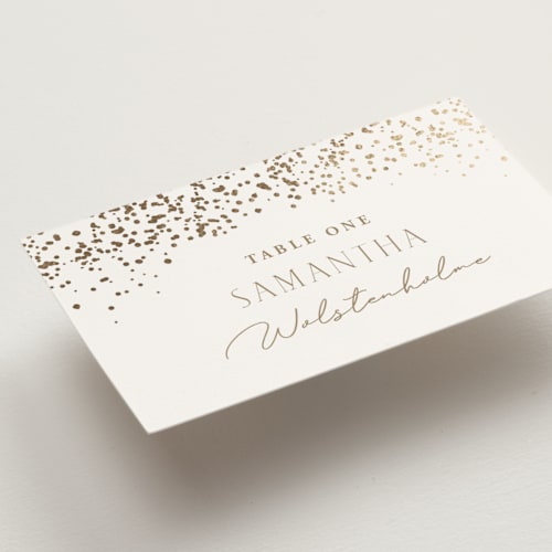 This is a dove wedding place cards with foil pressed by Meggy Masters called effervescent printing on signature in placecard
