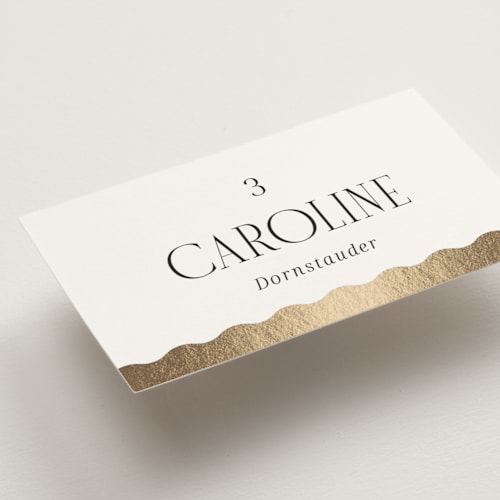 This is a pepper wedding place cards with foil pressed by Olivia Raufman called inventive printing on signature in placecard