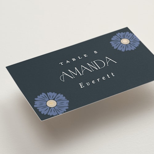 This is a lilac wedding place cards with foil pressed by Hudson meet Rose called nouveau printing on signature in placecard