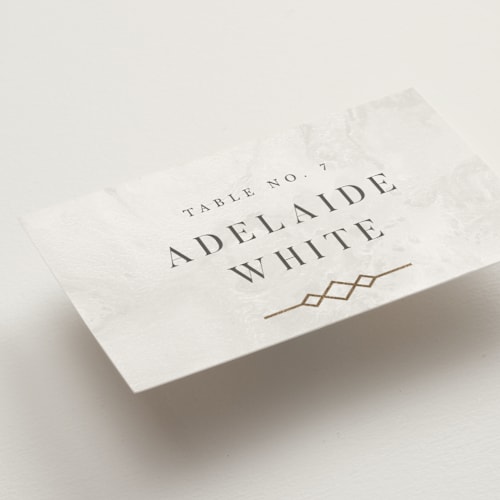 This is a opal wedding place cards with foil pressed by Robert and Stella called regent printing on signature in placecard