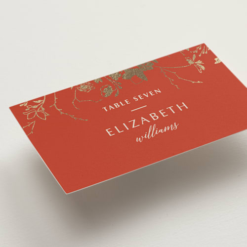 This is a lava wedding place cards with foil pressed by Stellax Creative called abstract flora printing on signature in placecard