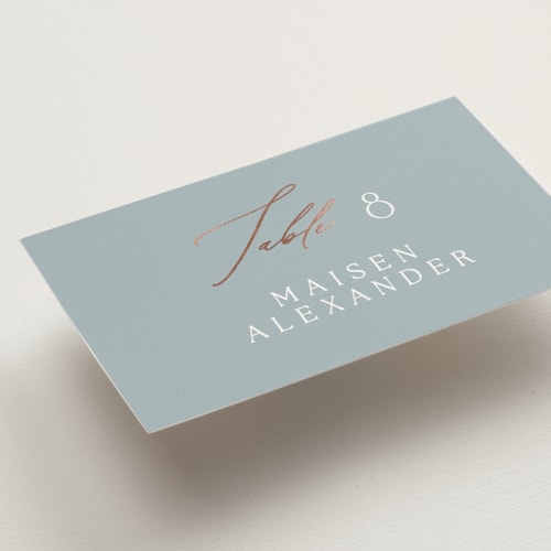 This is a provincial wedding place cards with foil pressed by Angela Thompson called gilded edge printing on signature in placecard
