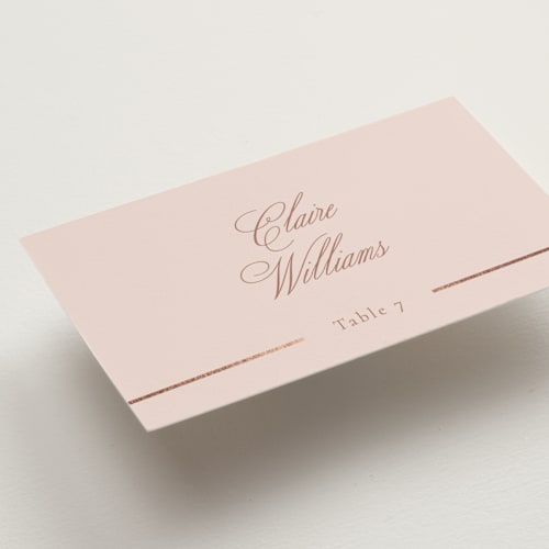 This is a petal wedding place cards with foil pressed by Jessica Williams called aligned printing on signature in placecard