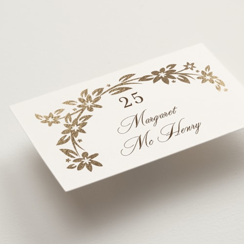 This is a forest wedding place cards with foil pressed by Paper Sun Studio called in the country printing on signature in placecard