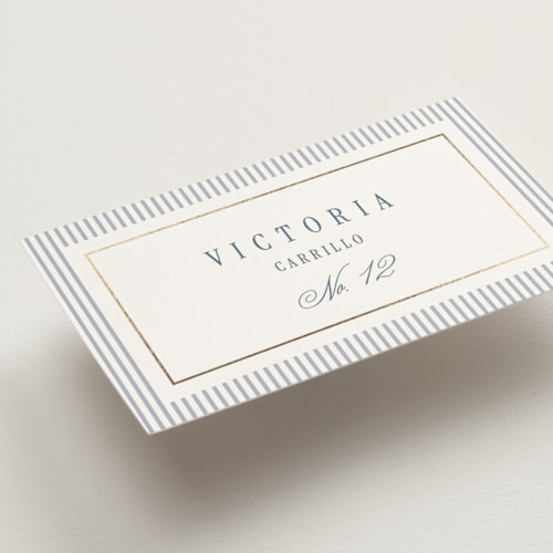 This is a coast wedding place cards with foil pressed by Kelly Schmidt called seashore printing on signature in placecard