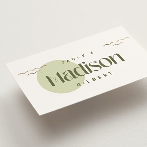 This is a kiwi wedding place cards with foil pressed by Claudia Orengo called news! printing on signature in placecard