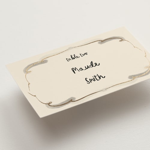 This is a ink wash wedding place cards with foil pressed by Ani Somi called santa catalina printing on signature in placecard