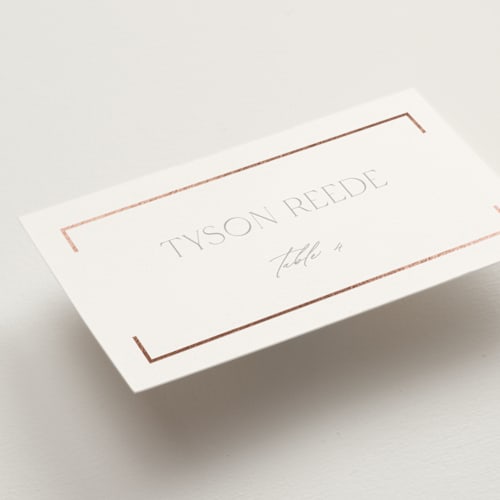 This is a snow wedding place cards with foil pressed by AK Graphics called bellino printing on signature in placecard