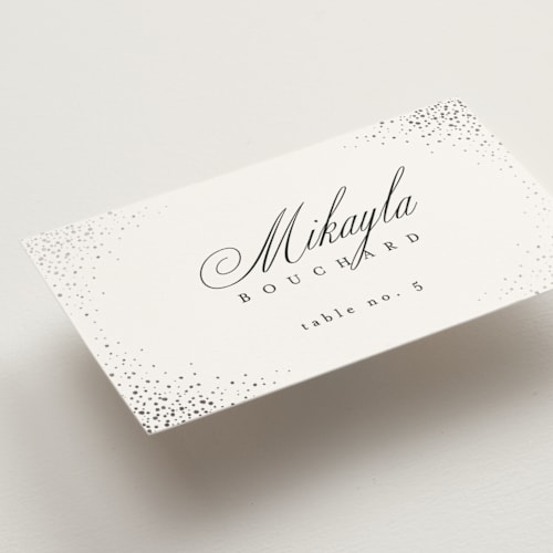 This is a magic wedding place cards with foil pressed by Kelly Schmidt called disney's cinderella castle printing on signature in placecard