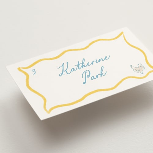 This is a positano wedding place cards with standard by Creo Study called summer trail printing on signature in placecard