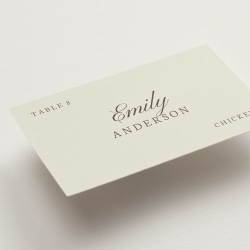 This is a laurel wedding place cards with standard by elithing called subtle elegance printing on signature in placecard