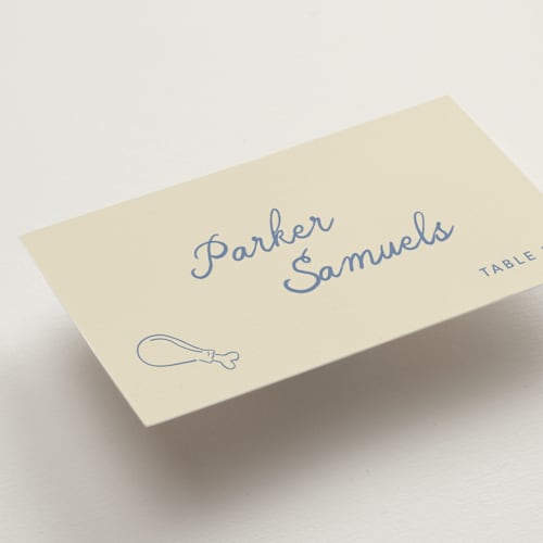 This is a wave wedding place cards with standard by Kelly Watkins called lover printing on signature in placecard