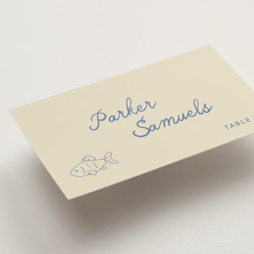 This is a wave wedding place cards with standard by Kelly Watkins called lover printing on signature in placecard