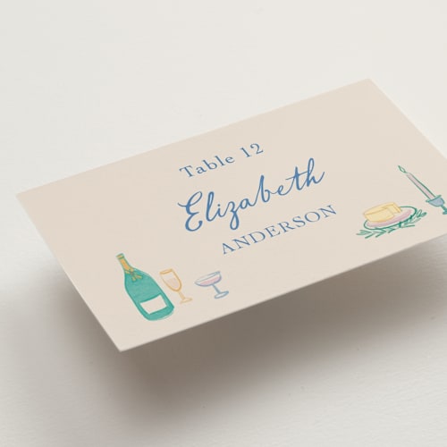 This is a pastel wedding place cards with standard by Elly called dining printing on signature in placecard