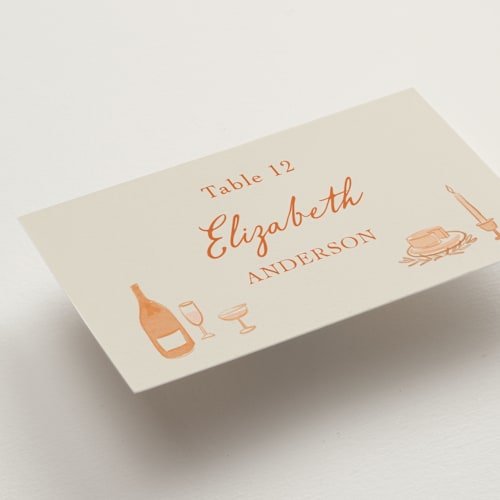 This is a sunset wedding place cards with standard by Elly called dining printing on signature in placecard