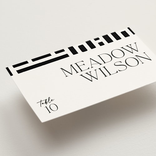 This is a pearl wedding place cards with standard by Owl and Toad called casual printing on signature in placecard