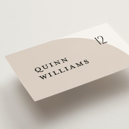 This is a cloud wedding place cards with standard by Pixel and Hank called merge printing on signature in placecard